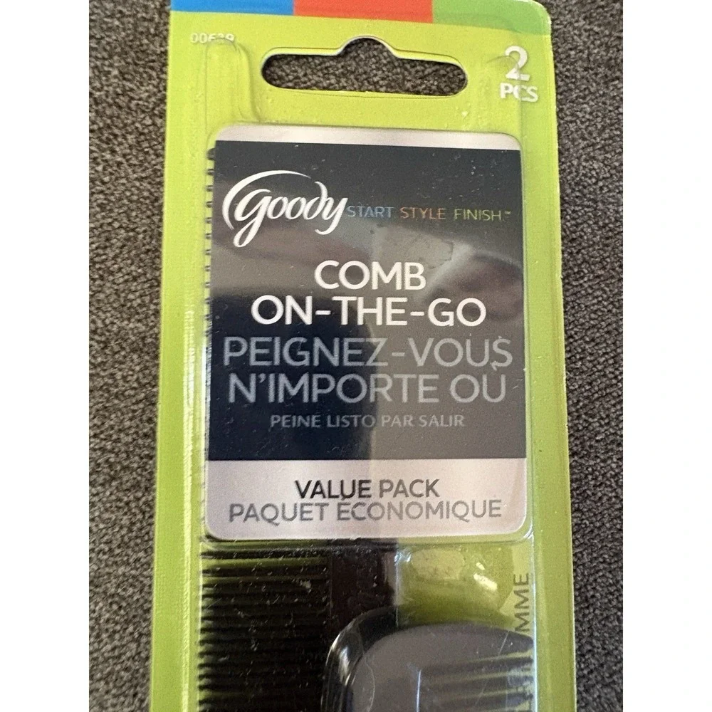 Goody Men's Pocket Comb, Black, 2 Count 2012 New Old Stock‎